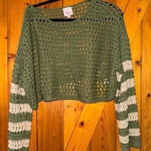 So ME Makeover Essentials Green and Cream Women's Sweater